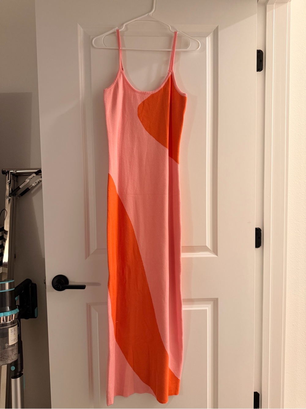 Amazon Pink and Orange Colorblock Slip Maxi Dress